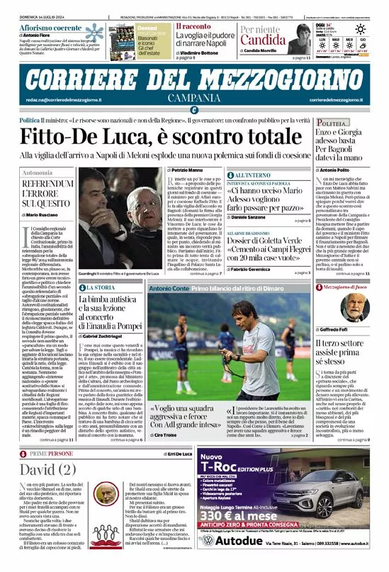 Prima-pagina-corriere del mezzogiorno-del-2024-07-14